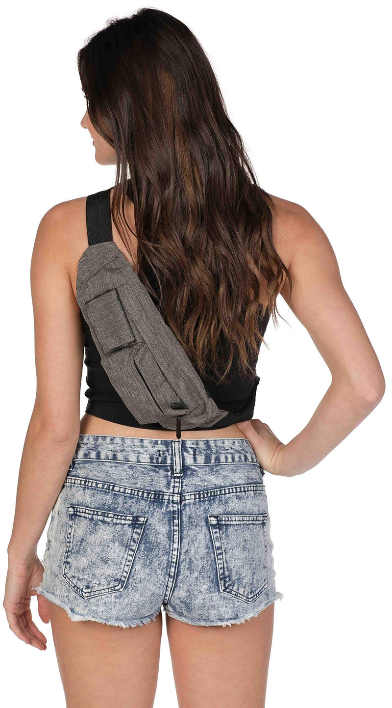 SoJourner 2-Pocket Gray Fanny Pack Hip Bag - fits men, women, kids, small, medium and large Gray / Charcoal