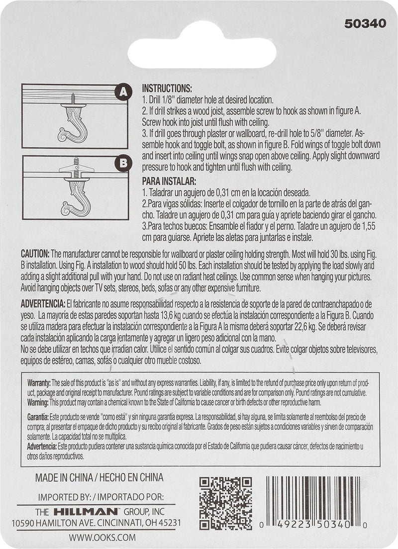 OOK 534516 50340 Swag Hooks, White 2-Pack