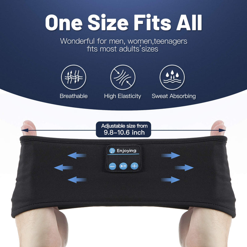 Sleep Headphones Wireless, Perytong Bluetooth Sports Headband Headphones with Ultra-Thin HD Stereo Speakers Perfect for Sleeping,Workout,Jogging,Yoga,Insomnia, Air Travel, Meditation Black