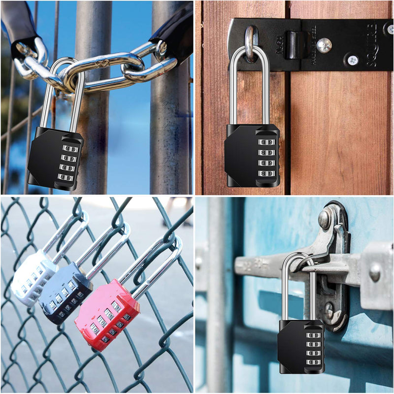 ZHEGE 2.2 Inch Long Shackle Combination Lock, 4 Digit Resettable Weatherproof Padlock for School, Gym & Employee Locker, Outdoor, Fence RedL1
