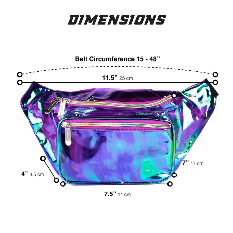 SoJourner Holographic Rave Fanny Pack - Packs for festival women, men | Cute Fashion Waist Bag Belt Bags (Transparent - Purple) Transparent - Purple