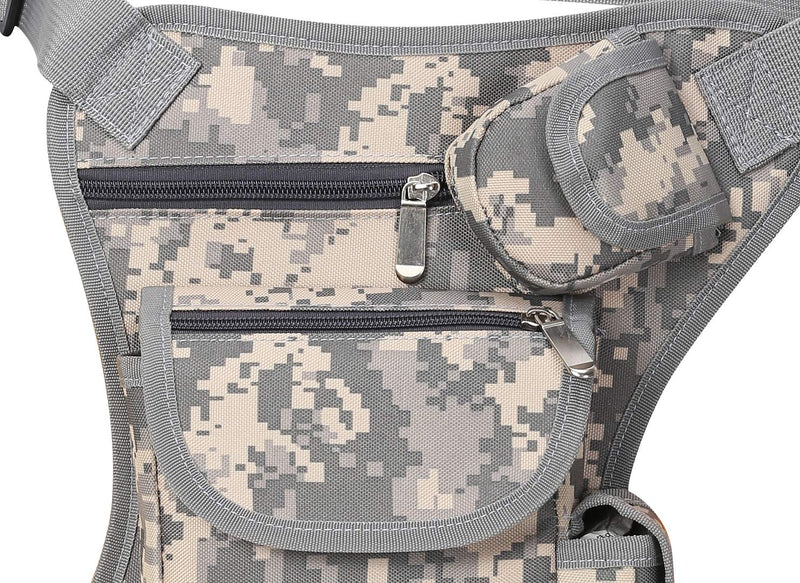 SEALINF Canvas Waist Bag Fanny Pack Racing Drop Leg Bag Motorcycle Outdoor Bag grey camouflage