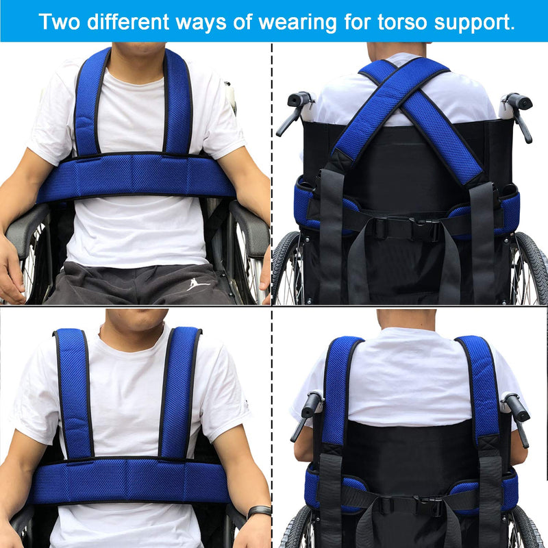 Wheelchair Seat Belt Torso Support Vest for Patient, Elderly & Disabled, Adjustable Full Body Harness Prevent Tilting or Falling & Keep User Upright, Chest Waist Band with Easy Release Buckles