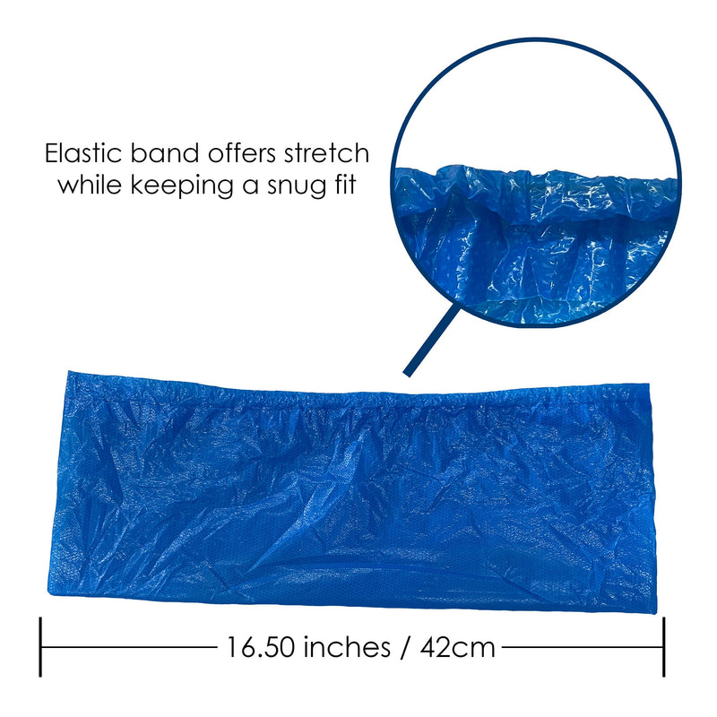 Buena Goods 100 Pack Extra Large Disposable Blue Boot & Shoe Covers. Reusable Premium CPE Waterproof Durable Booties with Non Slip Treads for Indoor Use. Fits US Men's Size 14 & Women's 16 Shoe Size