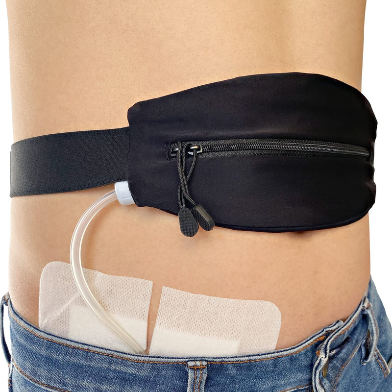 POSTOP MEDICAL WEAR PD Belt Peritoneal Dialysis Catheter Holder Accessories No-Bounce for Secure Transfer Set Peg G Feeding Tube Line Adults Women Men Black
