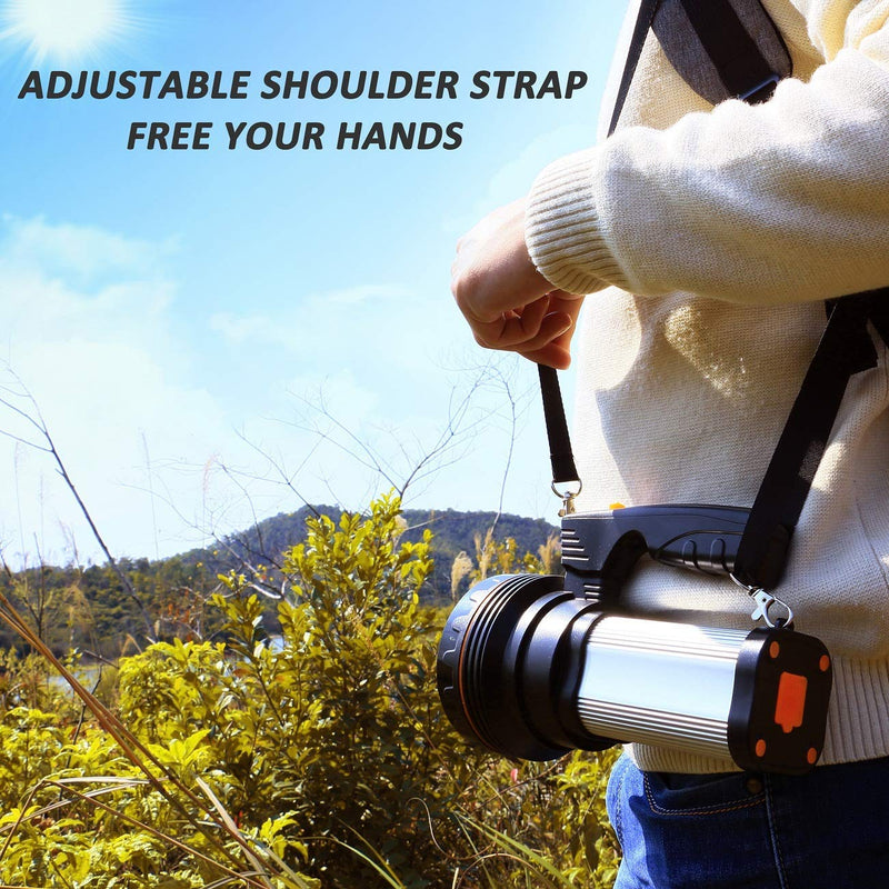 CSNDICE 35W Rechargeable Handheld Flashlights- High Lumens Spotlight 9000 Lumens, IPX45 Waterproof Rechargeable Spotlight USB Output 6600mAh, Can be Used for Home and Outdoor use Silver
