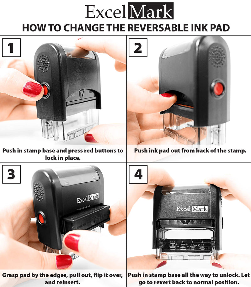 File - ExcelMark Self-Inking Rubber Office Stamp - Red Ink