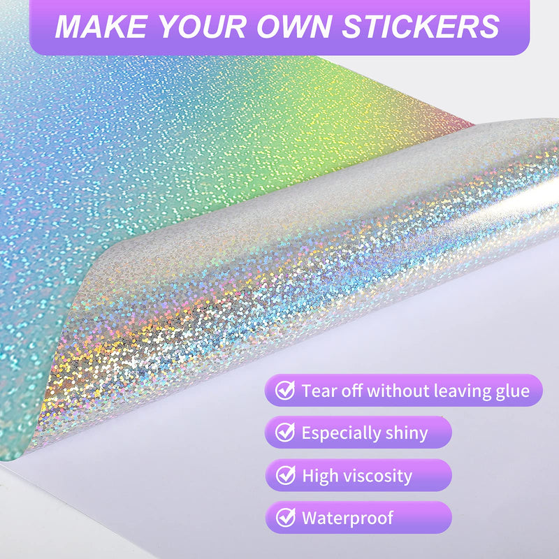 22 Sheets Holographic Dots Sticker Paper Holographic Sticker Paper 8.5 x11 inch for Inkjet Inkjet Printer & Laser Printer US letter size Holographic Printable Vinyl Rainbow Sticker Printer Paper (dot) dot