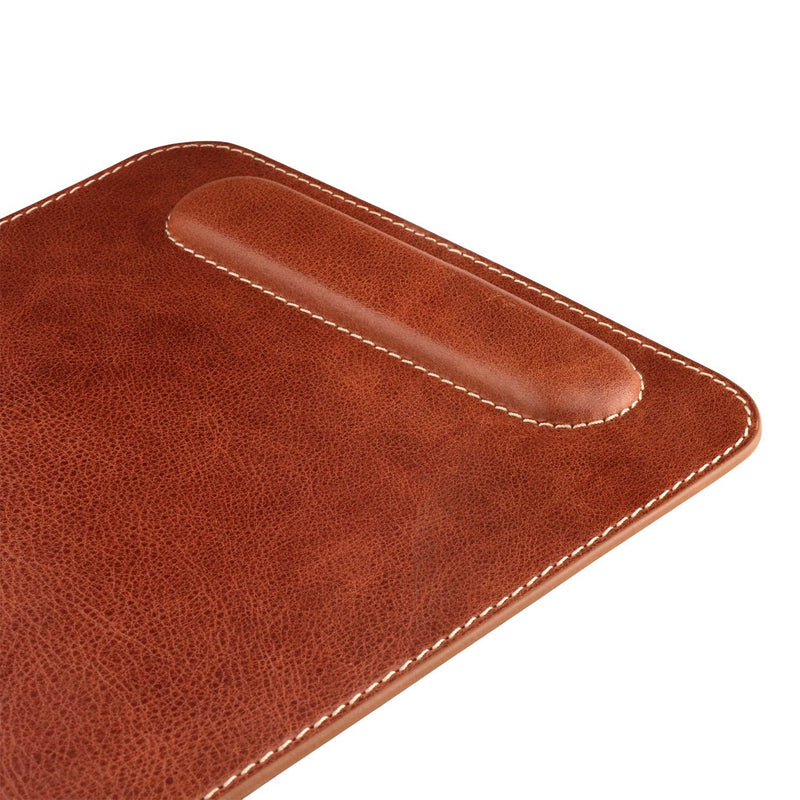 Londo Top Grain Leather Mousepad with Wrist Rest Brown