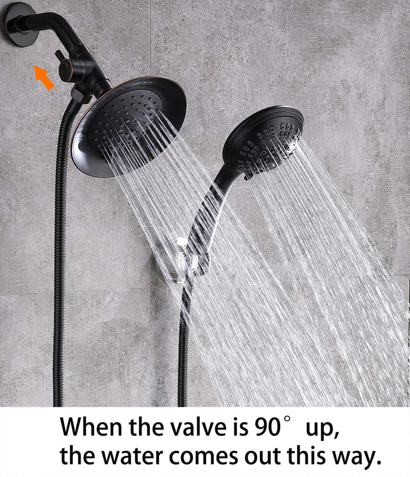 G-Promise Solid Metal Shower Arm Diverter for Hand Held Showerhead and Fixed Spray Head ∣ G 1/2 Three-Way Bathroom Universal Shower System Replacement Part (Oil Rubbed Bronze)