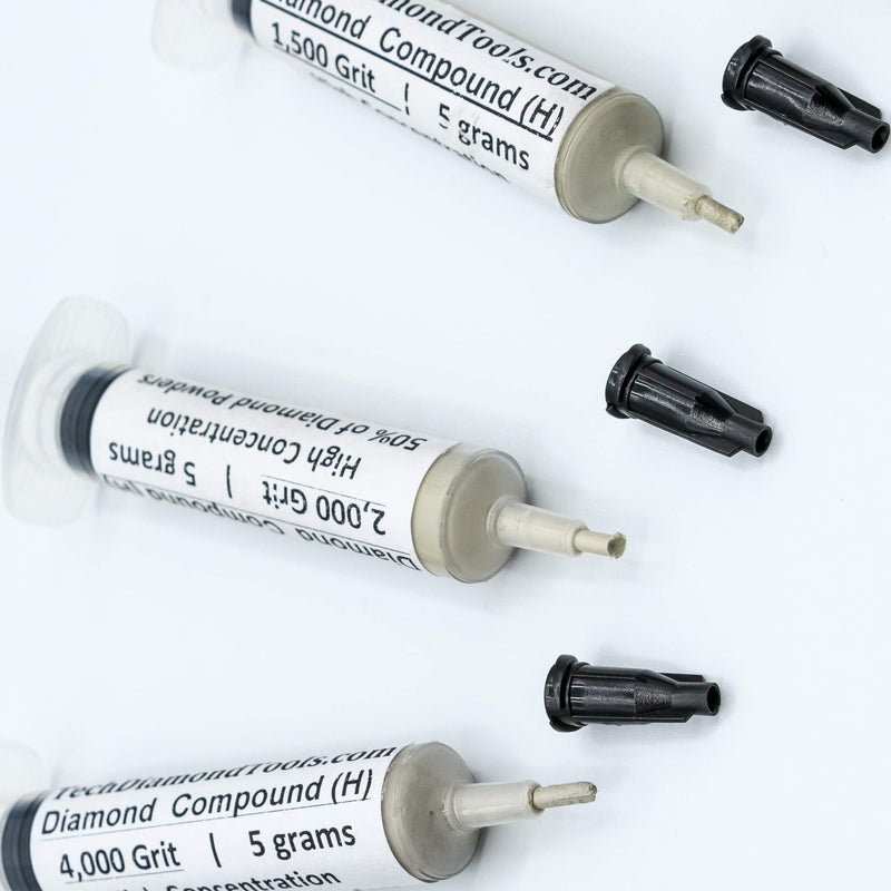 TechDiamondTools Set of 5 Diamond Compound Polishing Paste 1200 1500 2000 3000 4000 Grit for Marble Glass Metal Rock Jewelry Resin Silver Gemstone with High Concentration of Diamond Powder USA Made 4000 3000 2000 1500 1200 grit
