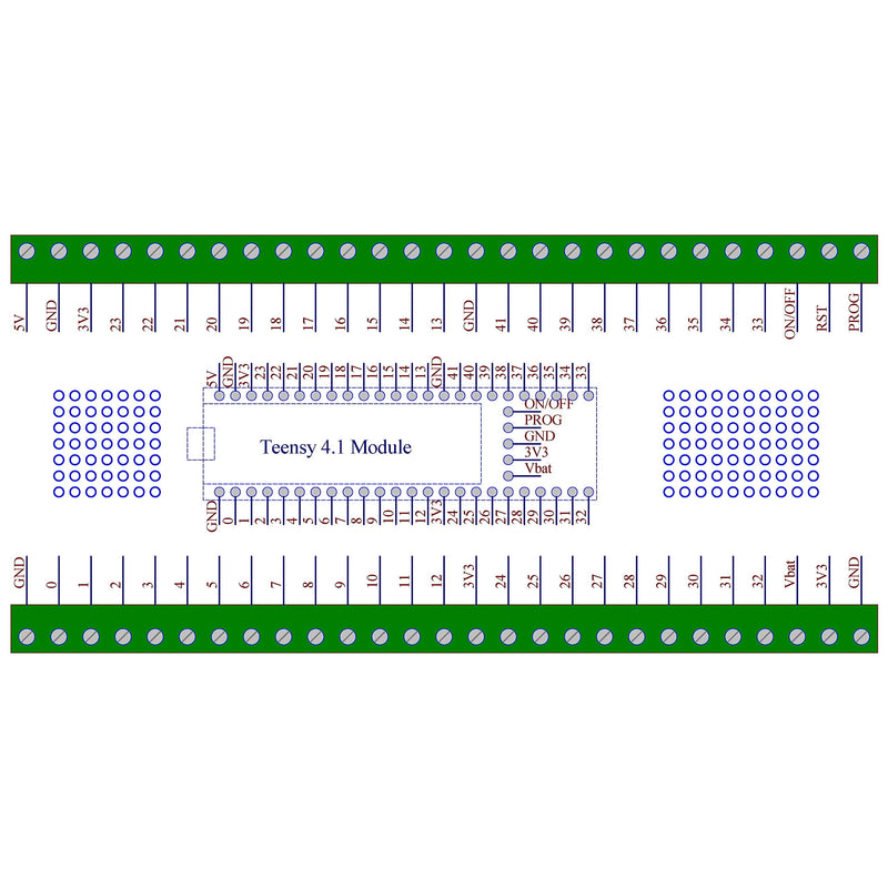 Terminal Block Breakout Board Module for Teensy 4.1, Screw Mount Version