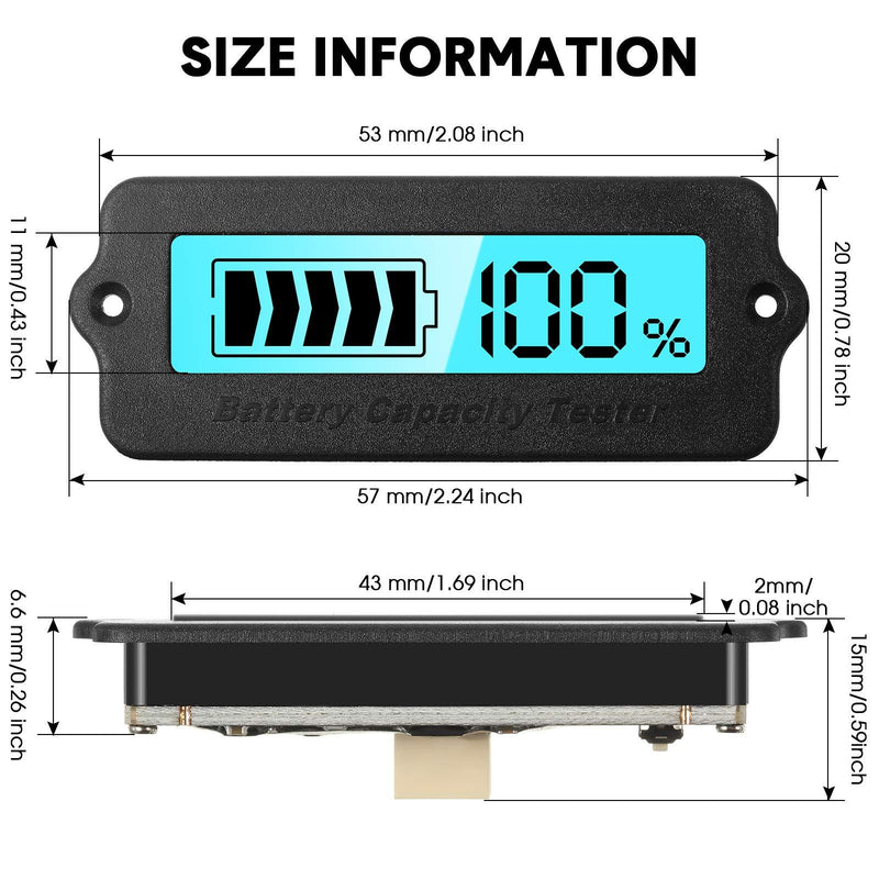 Weewooday Battery Meter Blue Back-Light Capacity Monitor DC 8-63V Digital Battery Indicator DC 12V 24V 36V 48V -Acid and Lithium-ion Battery Indicator (2)