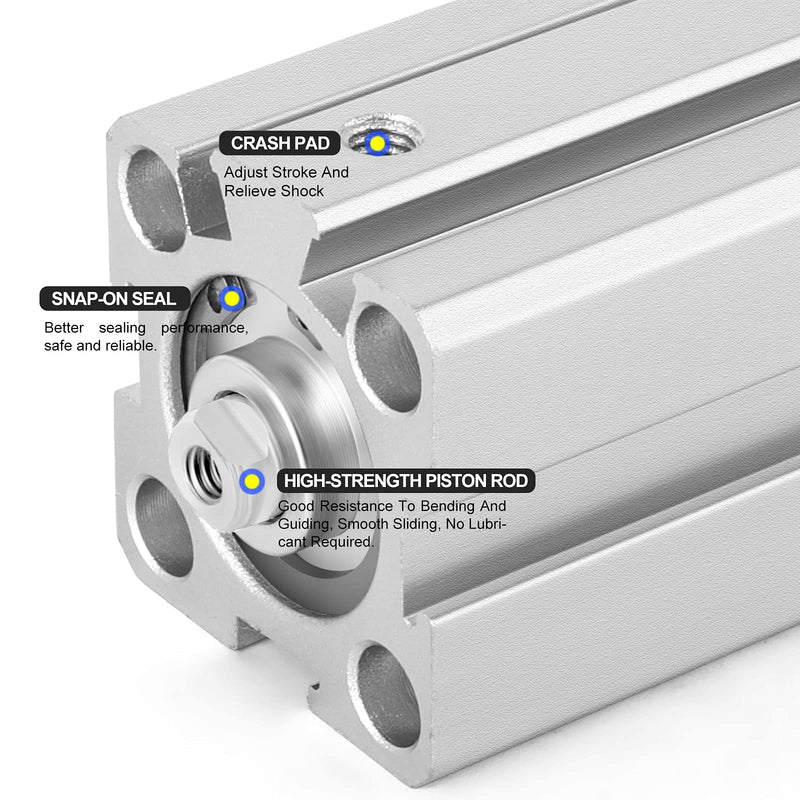 TAILONZ PNEUMATIC 20mm Bore 25mm Stroke Pneumatic Small Thin Cylinder Aluminum Pneumatic Air Cylinder SDA20-25 Bore:20mm Stroke:25MM