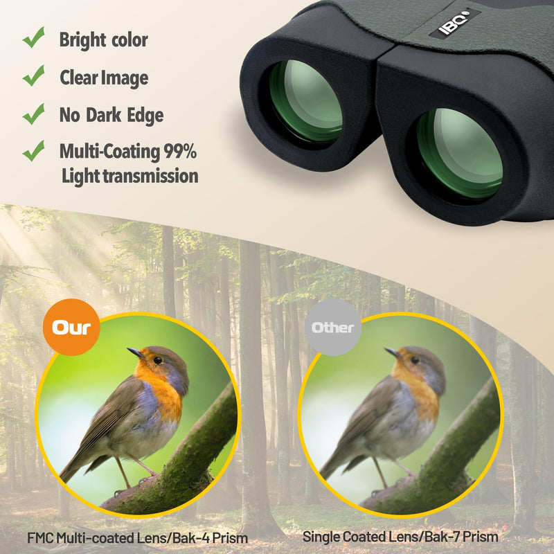 IBQ Binoculars For Adults HD,12x30 Binoculars with Upgraded Phone Adapter, Compact Binocular with Low Light Night Vision,Small Binoculars For Kids,Waterproof Binoculars For Bird Watching,Outdoor Sport 12X30MM