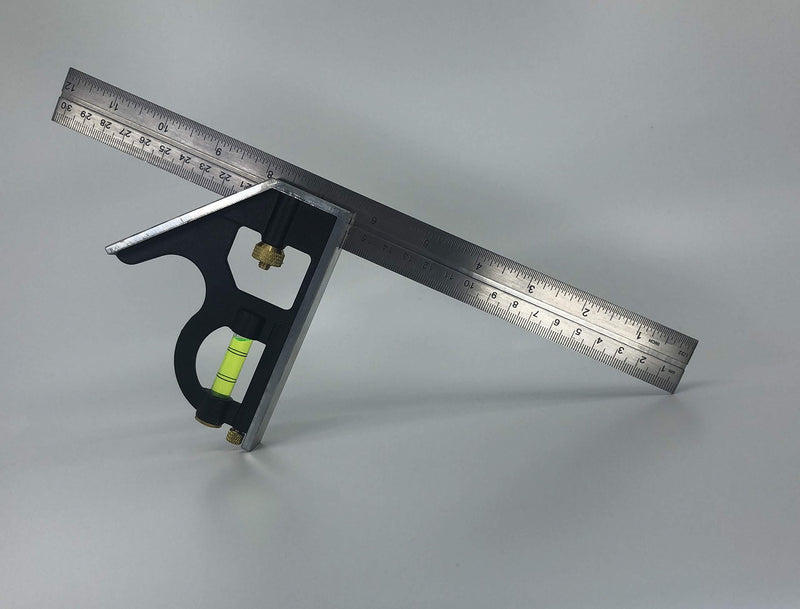 Swanson Tool Co TC132 12-Inch Combo Square with Cast Zinc Body, Stainless Steel Ruler and Brass Bolt 12 Inch