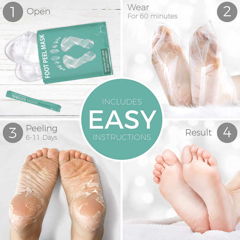 Foot Peel Mask - 2 Pack - For Cracked Heels, Dead Skin & Calluses - Make Your Feet Baby Soft & Get a Smooth Skin, Removes & Repairs Rough Heels, Dry Toe Skin - Exfoliating Peeling Natural Treatment Pack of 2