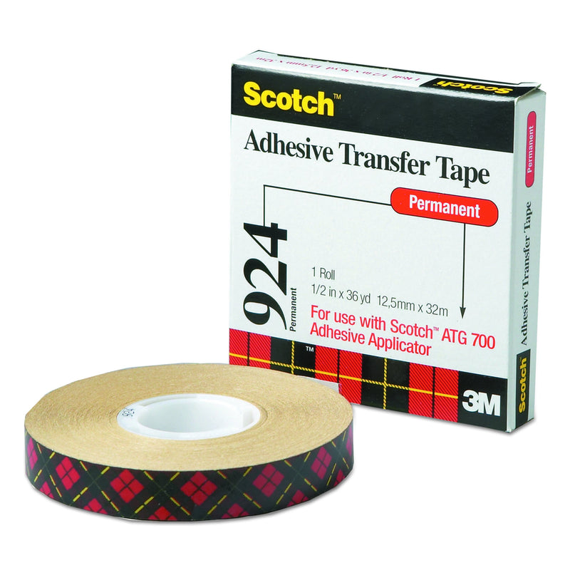 Scotch - 21200058653 ATG Adhesive Transfer Tape 924 Clear, 0.50 in x 36 yd 2.0 mil (Pack of 1)