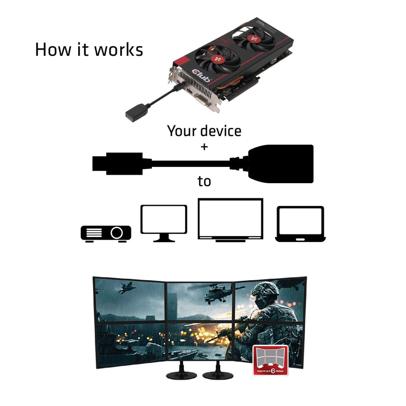 Club3D UltraAV Mini DisplayPort to DisplayPort Adapter Cable (CAC-1110), Black