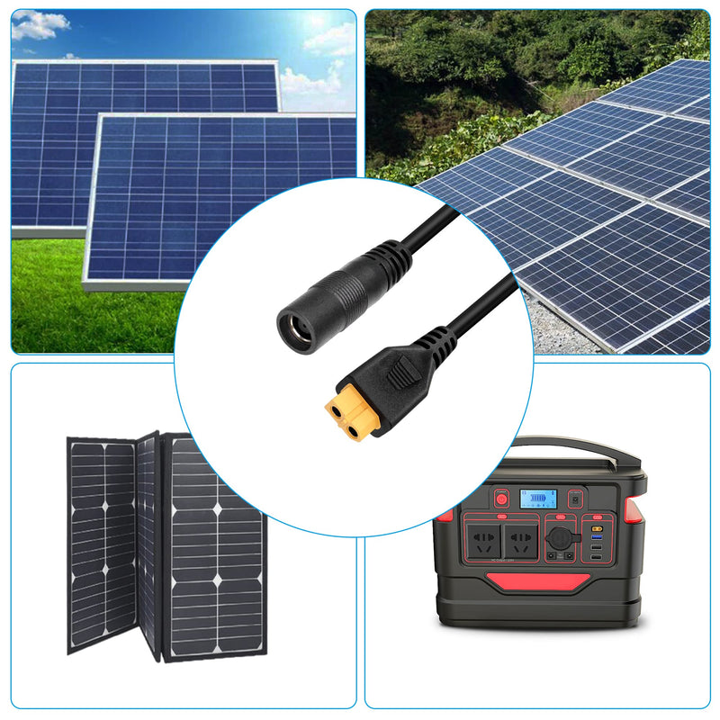 RIIEYOCA XT60 to DC 8mm Connector Adapter,XT60 Female to DC 7.9mm x 0.9mm Female 14AWG Power Cable,for Portable Power Station Solar Generator Solar Panel(1M/3Ft) DC 7909 Female to XT60 Female