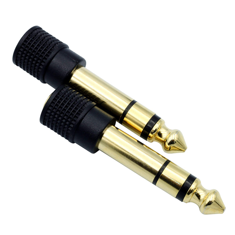 Audio Adapter 6.35mm (1/4 inch) Male to 3.5mm (1/8 inch) Female Stereo Headphone Connector Gold Plated, 2 Pack