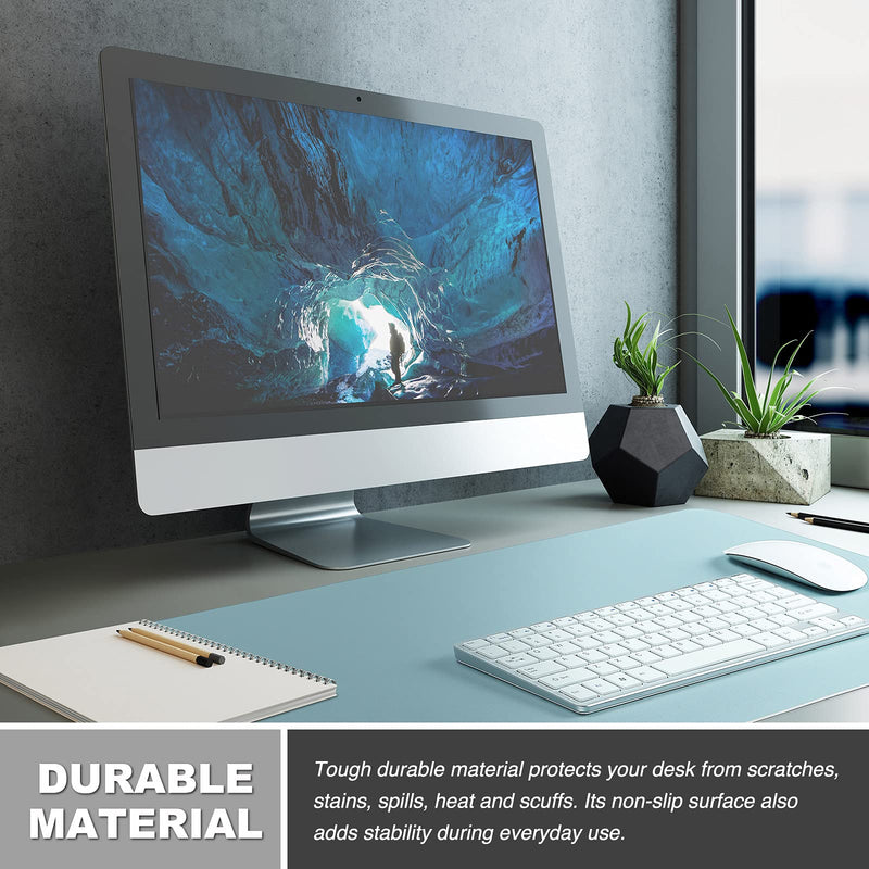 Knodel Desk Mat, Office Desk Pad, Waterproof Desk Mat for Desktop, Leather Desk Pad for Keyboard and Mouse, Desk Pad Protector for Office and Home (31.5" x 15.7", Light Blue) 31.5" x 15.7"