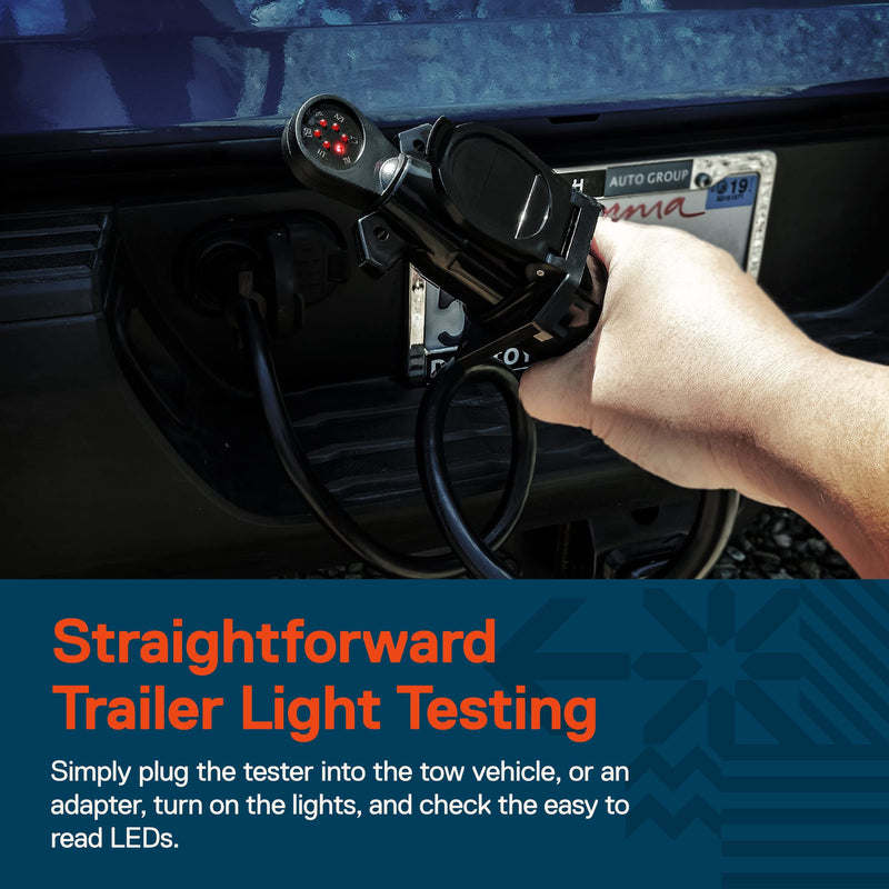 ONLINE LED STORE 7-Way Blade Trailer Wiring Tester [Nickel-Plated Copper Terminals] [Continuity Test] [Rugged Material] 7-Pin Trailer Light Wire Circuit Tester