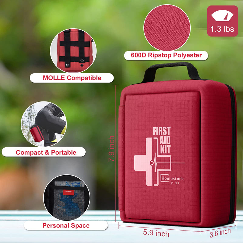 【2021 New】Professional First Aid Kit, Trauma Kit with Labelled Compartments Molle System for Car, Hiking, Backpacking, Camping, Traveling, and Cycling