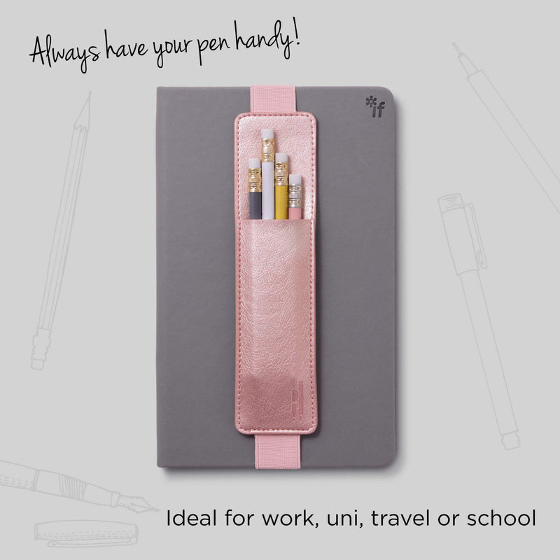 IF Bookaroo Pen Pouch Notebook/Pen Organiser Elasticated A5 Notebook - Rose Gold