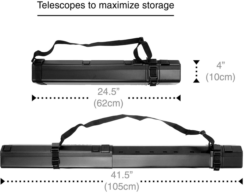 VViViD Flat-Sided Black Plastic 25-41 Inch Length Telescoping Poster, Artwork and Document Carrying Tube