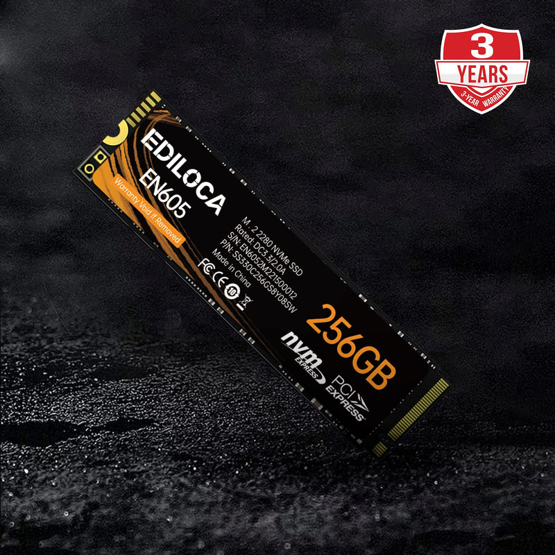 EDILOCA EN605 256GB M.2 SSD, NVMe1.3 PCIe Gen3 x4 SSD Internal Hard Drive, M.2 2280 - Read/Write Speed up to 2150/1300 MB/s - Internal SSD Compatible with Laptop & PC Desktop