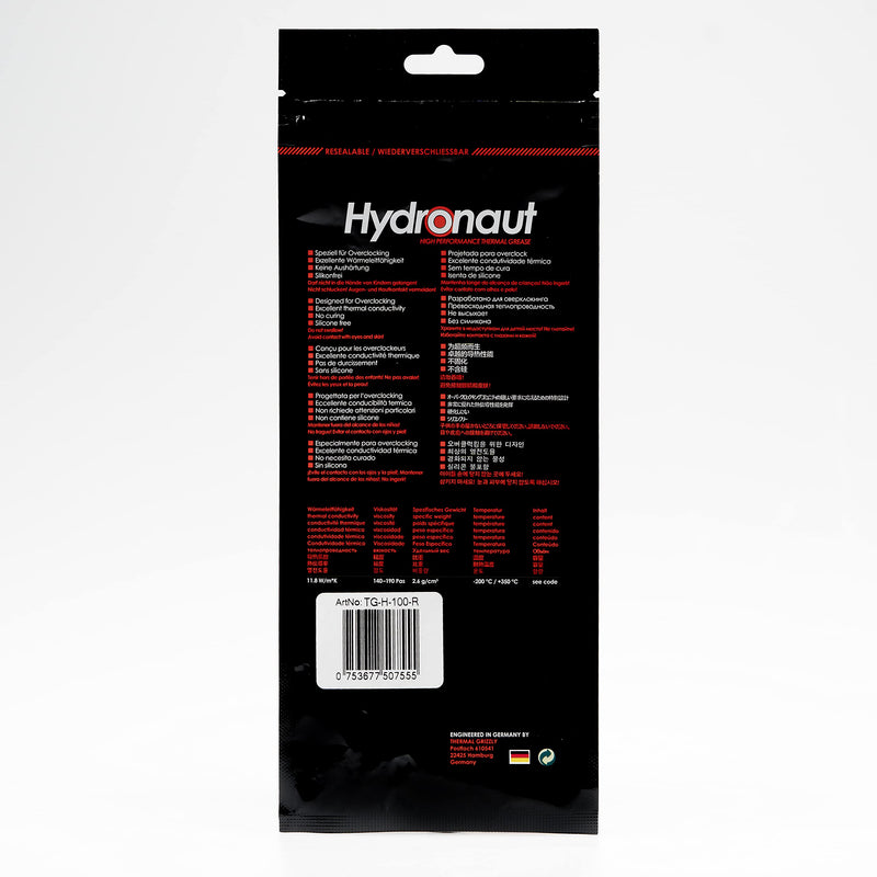 Thermal Grizzly Hydronaut - Conductive, High Performance Thermal Paste - Extensive for air Cooling Systems, Water Cooling, for All heatsinks CPU and GPU (26 Gram / 10 ml) 26 Gram / 10 ml