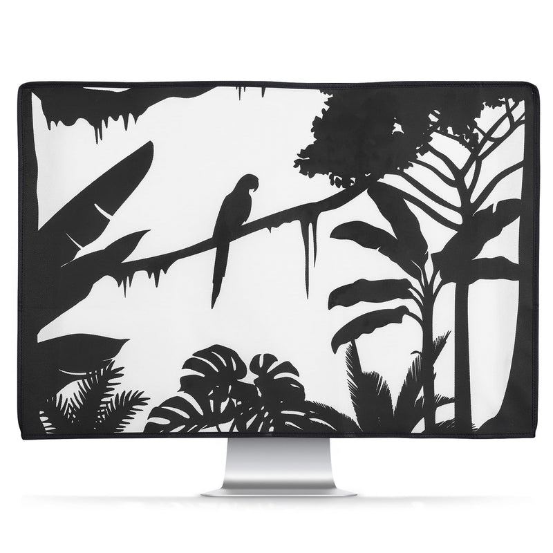 kwmobile Computer Monitor Cover Compatible with 24-26" Monitor - Jungle Silhouette Black/White Jungle Silhouette 01-02