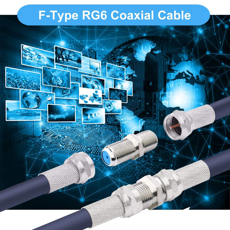 SAISN F81 Coaxial Cable Connector 3GHz F-Type RG6 Cable Extension Adapter (Pack of 10, Silver) 10 Pack