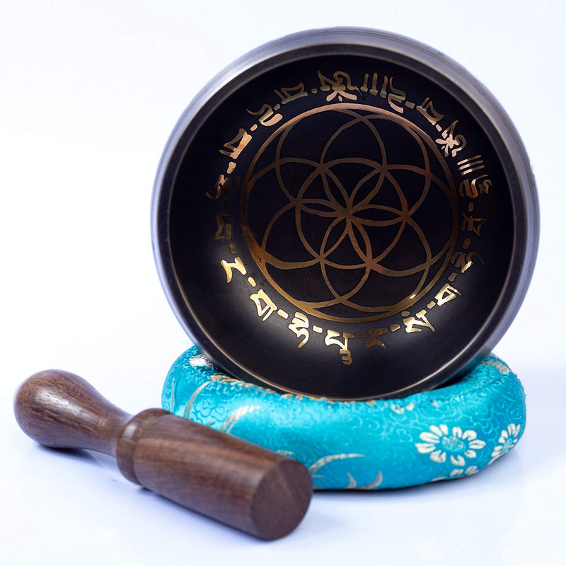 Tibetan Singing Bowl Set - Easy To Play for Beginners - Authentic Handcrafted Mindfulness Meditation Holistic Sound 7 Chakra Healing Gift by Himalayan Bazaar
