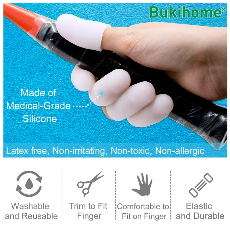 Bukihome 12 PCS Gel Finger Cots, Finger Protectors, Finger Sleeves for Protect Fingertips, Hand Eczema, Finger Cracking and More (White) White