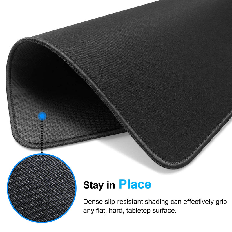 MROCO Large Gaming Mouse Pad with Stitched Edges, Non-Slip Rubber Base, Premium-Textured, Waterproof Mousepad Mouse Mat Mouse Pads for Gamer, Computer, Laptop & Desktop 14 x 11 x 0.12 inches, Black 14 x 11 inches