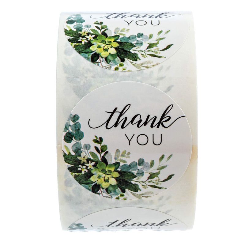 Boho Greenery Thank You Stickers - 1.5" Circle Labels / 500 per Pack