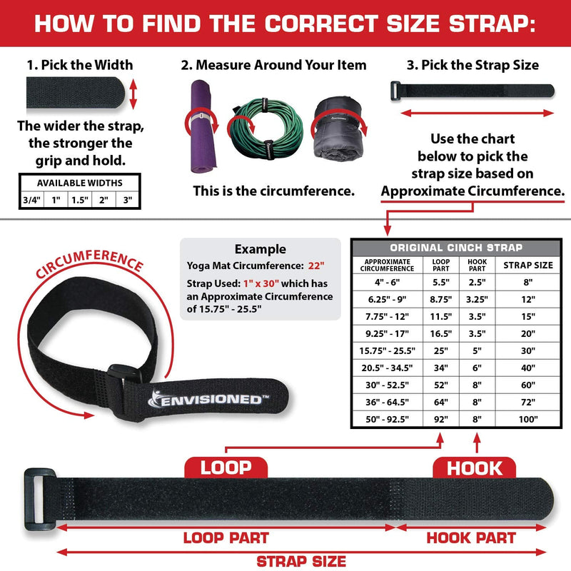 Reusable Cinch Straps 1" x 12" - 12 Pack, Multipurpose Quality Hook and Loop Securing Straps (Black) - Plus 2 Free Bonus Reusable Cable Ties 1" x 12"