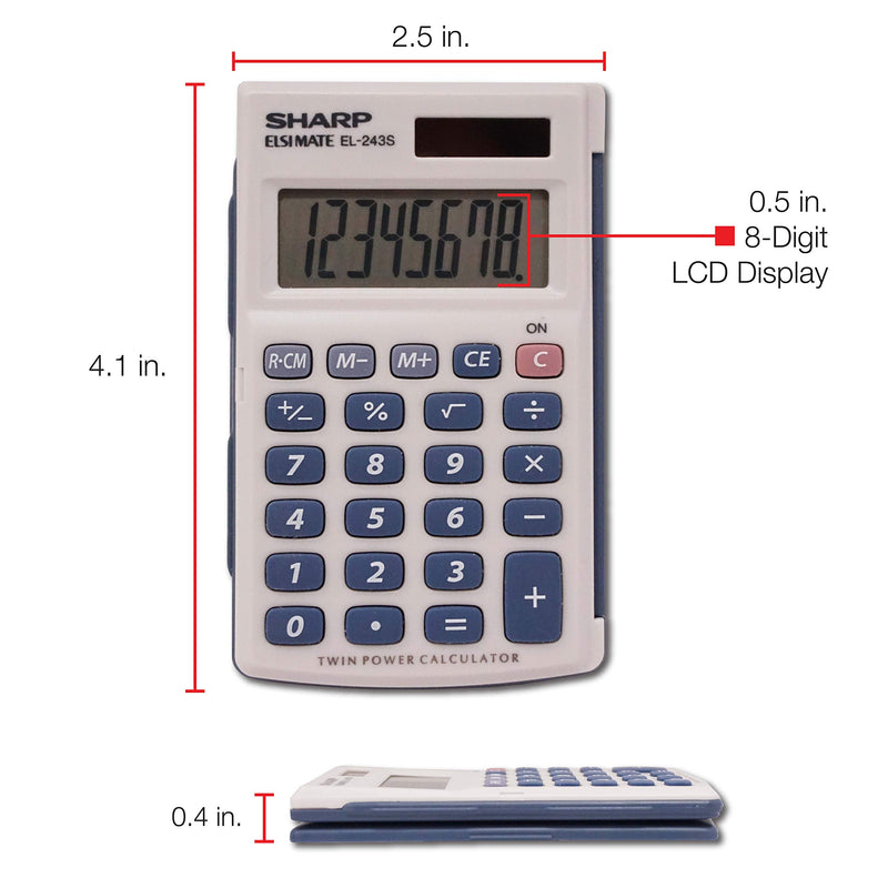 Sharp Electronics 8-Digit Twin Powered Calculator (EL-243S/EL-243SB)