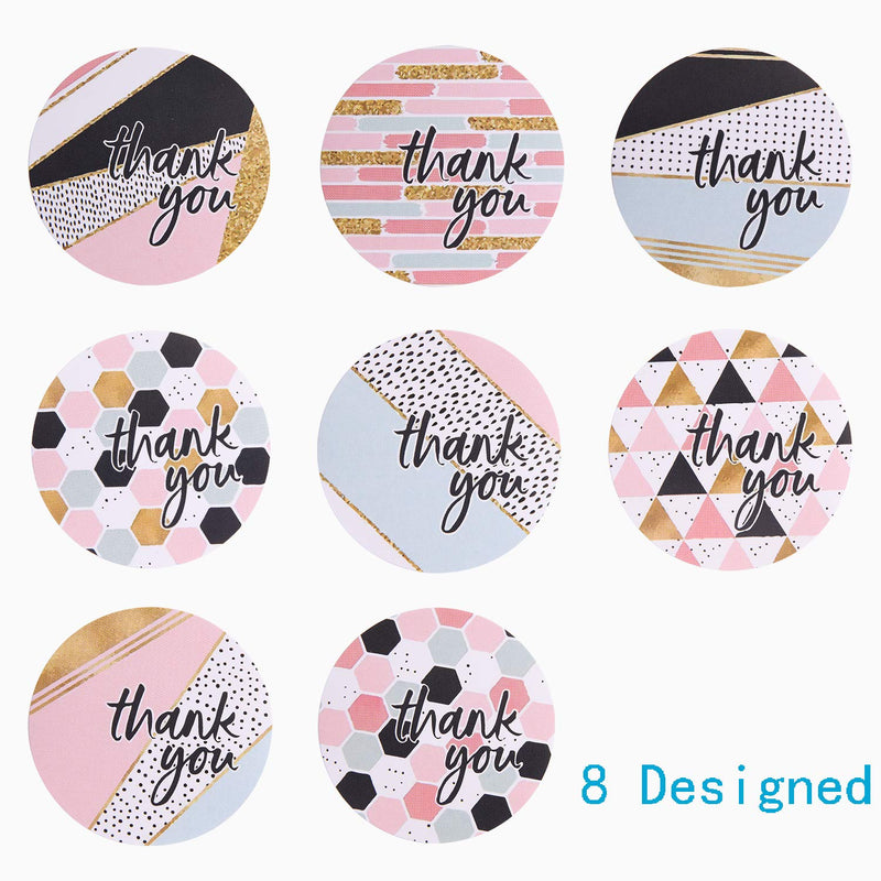 1.5'' Thank You Stickers for Business Supplies, Sealing, Decoration, Round Thank You Permanent Adhesive Label, 8 Designs, 500 Labels Per Roll - 04 4