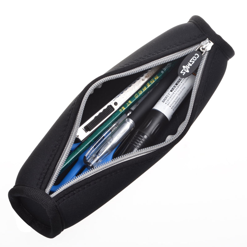 Cosmos Black Color Neoprene Stylus Pen Case Holder Pencil Bag Pouch Gray Zipper