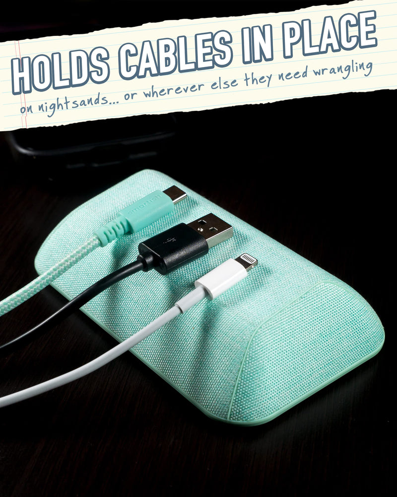 Smartish Magnetic Cord Holder - Bigger Cable Wrangler Organizer with Magnet Clips for Charger Management on Desktop, Nightstand, or Side Table - Holds 6 Cables - Teal Me More