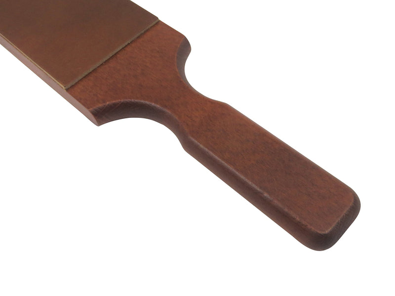 French Leather Strop Paddle 2-Sided 3” x 10” Stropping Surface Lacquered Beech Handle 107220