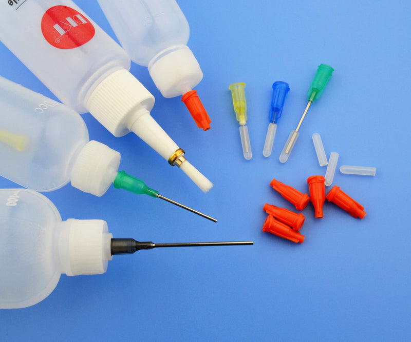 6Pcs Dispensing Bottle with 14Pcs Dispensing Needles and 1Pc Dispensing Brush and 12Pcs Cap (30ml+50ml+100ml)