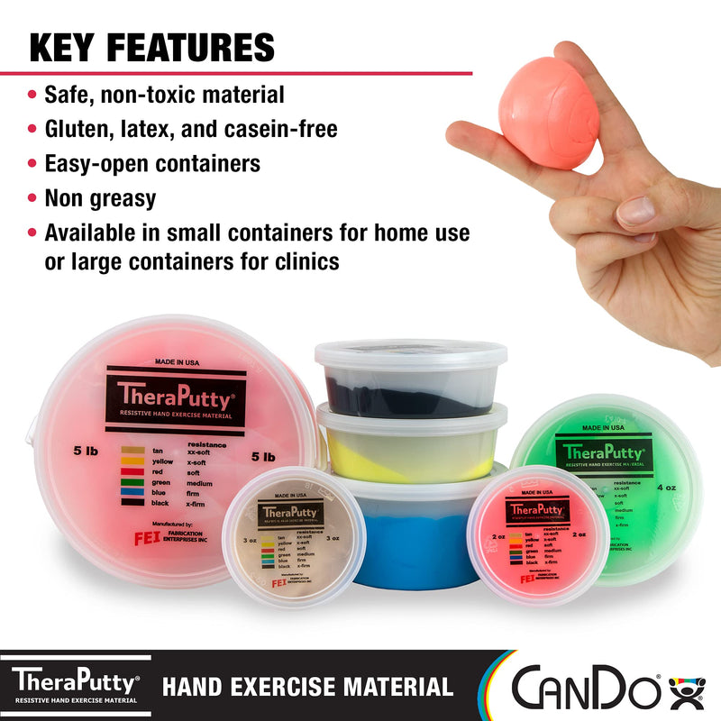 CanDo Theraputty Plus Hand Exercise Putty for Rehabilitation, Exercises, Hand Thearpy, Occupational Therapy, Hand Strengthening, Improve Motor Skills, Stress Relief 2-ounce SOFT