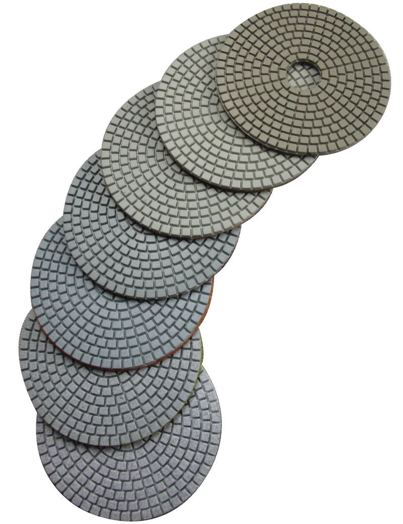 Konfor Diamond 5 Inch Wet Polishing Pads for Granite Marble Travertine Terrazzo Engineered Stone (Pack of 7)