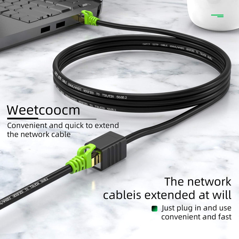 Ethernet Extension Cable 1.5ft,Weetcoocm Network Cat6a Extension Patch Cable RJ45 Cords Shielded Male to Female Connector (1.5FT)