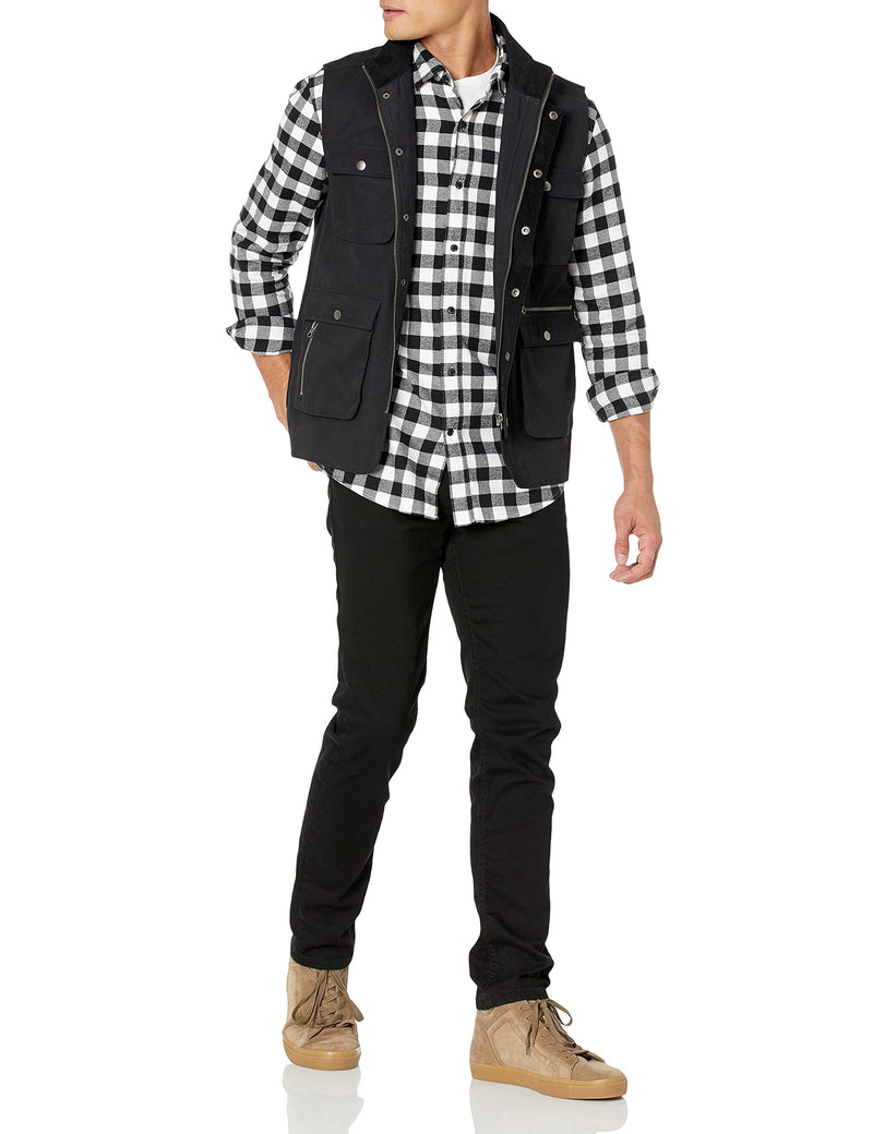 Amazon Essentials Men's Regular-fit Long-Sleeve Plaid Flannel Shirt X-Small Black Buffalo Plaid