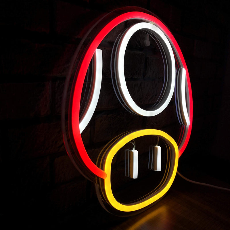 Game LED Neon Light Sign for Game Room Decor Super Mushroom NPC Wall Decor for Bedroom, Man Cave, Party, Gaming Club Neon Wall Signs (1. Mushroom-Red)